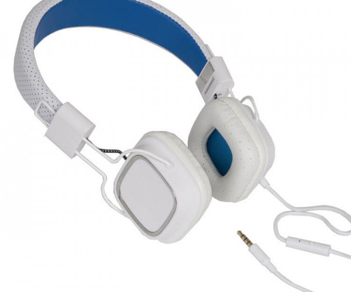 Навушники Gemix Clarks White / Blue, Mini jack (3.5 мм), накладні, кабель 1.2 м